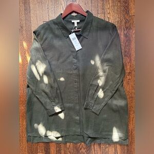Eileen Fisher Handkerchief Linen Classic Collared Shirt